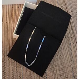 Monet Silver Tone Flat Link Necklace Classic Chain Adjustable Length Vintage 16"